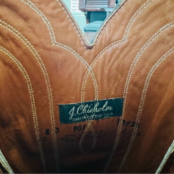 J. Chisholm Marble Leather Western Cowboy Boots Size 8 D - Picture 10 of 16